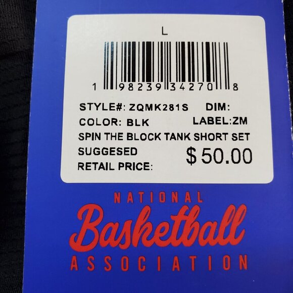 NBA SZ Large Men's Spin the Block Basketball Tank & Shorts Set Black Gray White - Picture 13 of 13